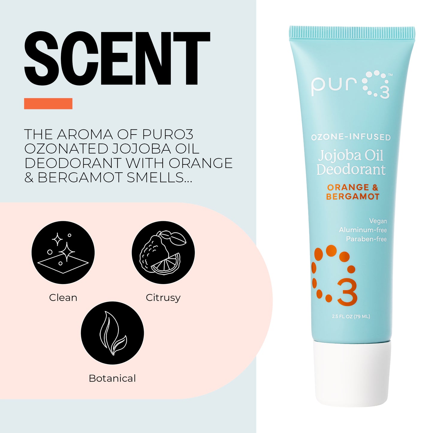 Ozone-Infused Jojoba Oil Roll On Deodorant - Orange & Bergamot