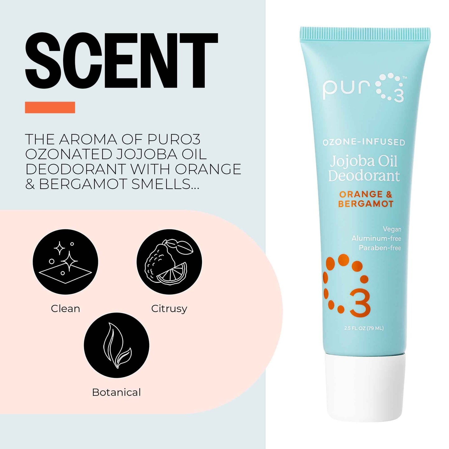 Ozone-Infused Jojoba Oil Roll On Deodorant - Orange & Bergamot