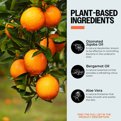 Ozone-Infused Jojoba Oil Roll On Deodorant - Orange & Bergamot