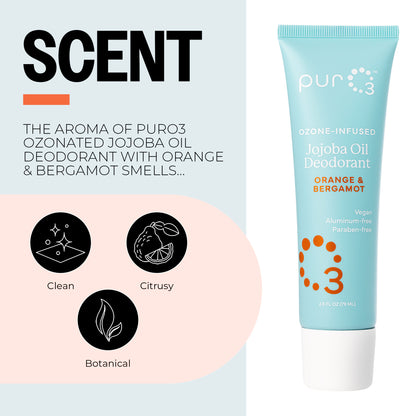 Ozone-Infused Jojoba Oil Roll On Deodorant - Orange & Bergamot